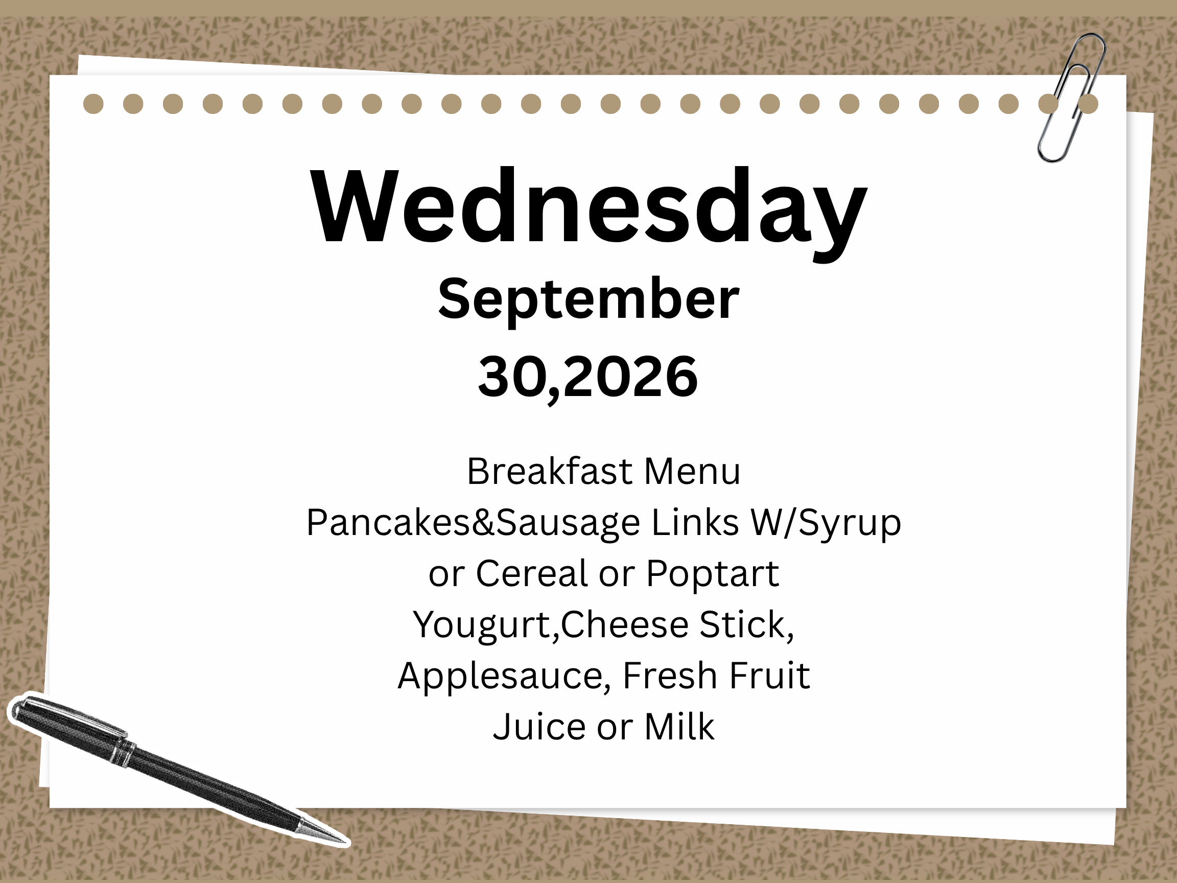 Breakfast Menu Change